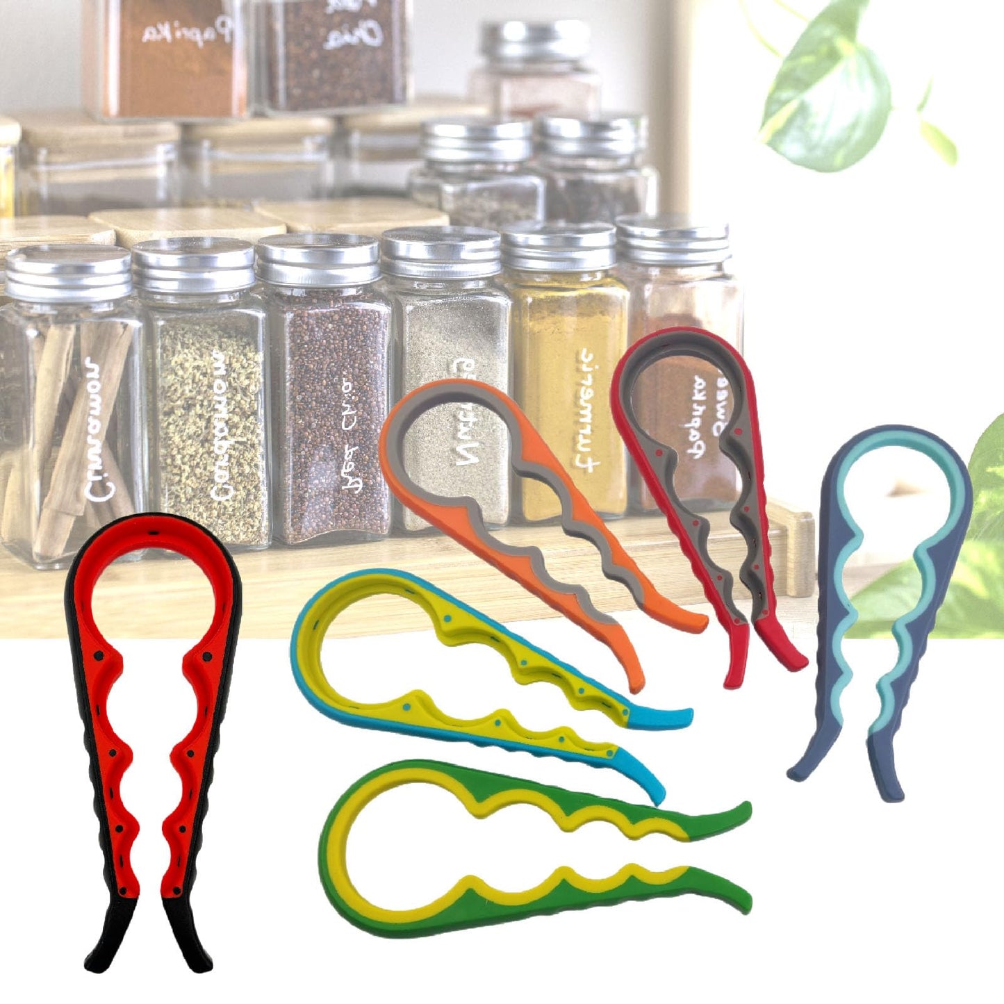 Jar Bottle Opener for Weak Hands, 4 in 1 Multi-Function Non-Slip Can Lid Opener Tool, Suitable for Seniors with Arthritis, Low Strength and Children
