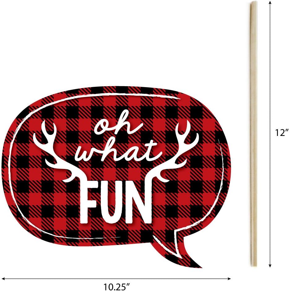 Buffalo Plaid Christmas Photo Booth Props Kit - 20 Count Holiday Decorations
