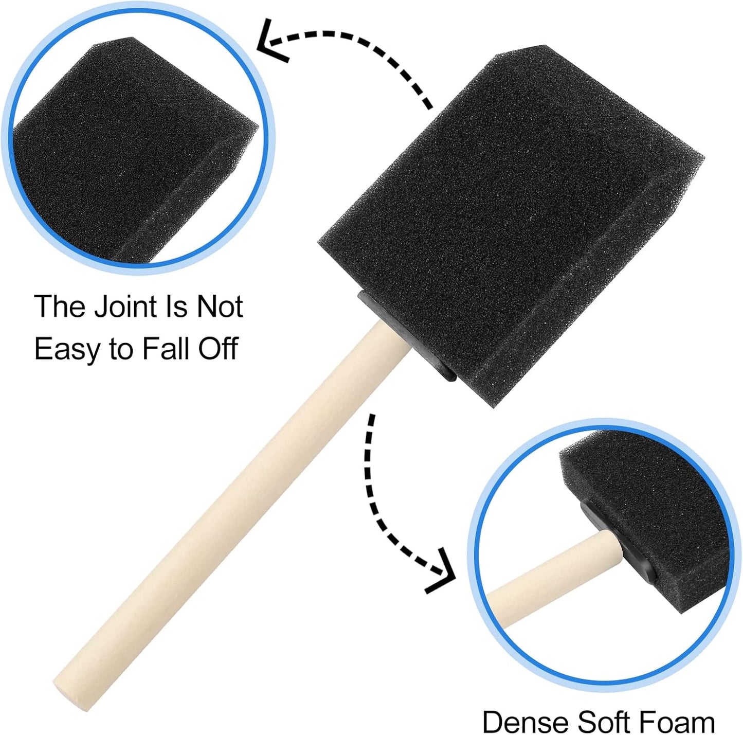 Skiennix Foam Paint Brushes - 20 Pcs 2 Inch Wood Handle Sponge Brushes for DIY Crafts & Staining