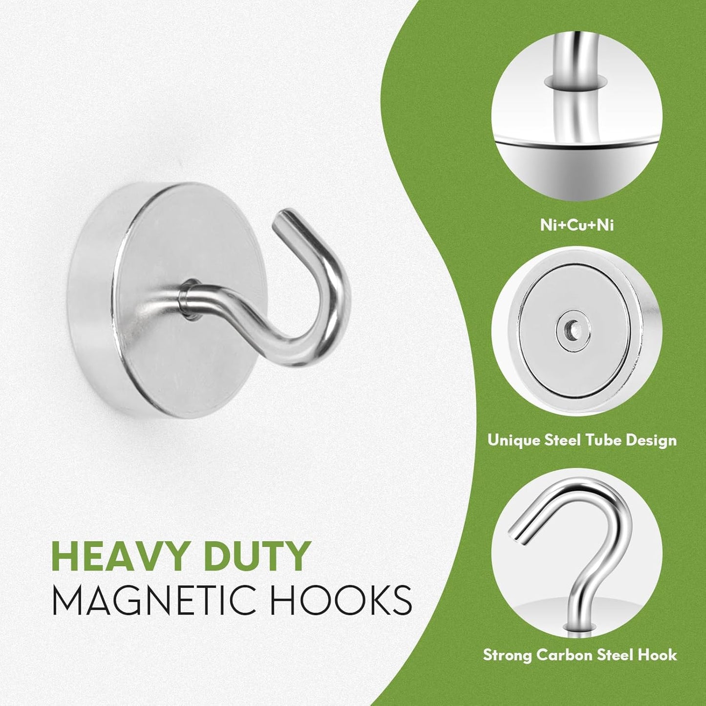 Neosmuk Magnetic Hooks - Heavy Duty 80lb+ Magnetic Hooks for Cruise Cabins & Travel | Silver Must-Have
