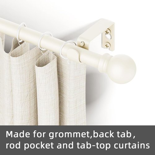 GXOACKJ Heavy Duty Decorative Curtain Rods | Ivory White, 48 to 84 Inches, Includes Brackets