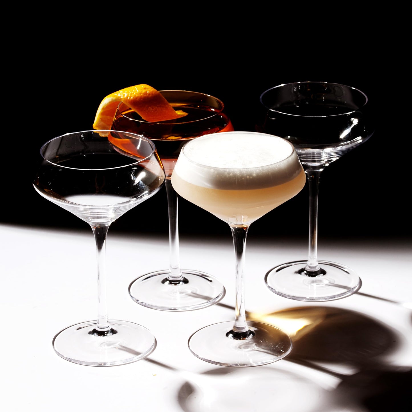 LEMONSODA Classic Martini Glasses 6oz | Set of 2 | Hand Blown Inspired by 1930s 50s Cocktail Culture | Crystal Clear Ribbed Design | Dishwasher Safe Lightweight Reusable Glassware for Home