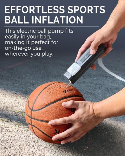 ETENWOLF P200 Electric Ball Pump - 2000mAh Air Pump with Digital Pressure Gauge | Fast Inflation for Sports Balls
