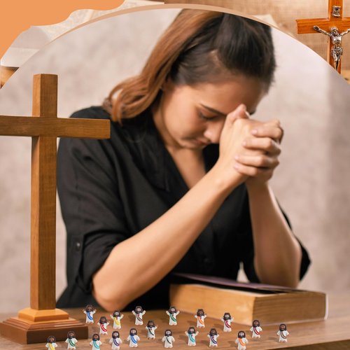 AMZFAVOR 40pcs Little Jesus Figures, Multicolor Mini Figurines in Bulk, Tiny Baby Jesus Rubber Toys to Hide and Seek for Valentine's Day Gifts, Easter Egg Hunts, Sunday School Supplies, Kids & Adults