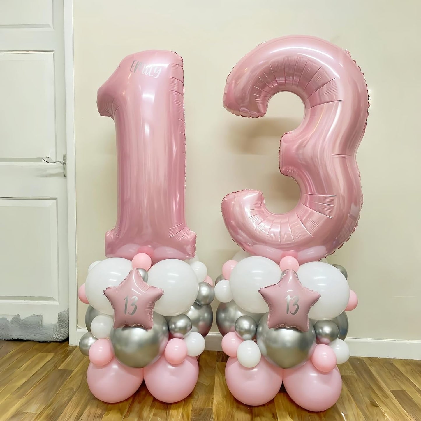 Skiennix 40-Inch Pastel Pink Foil Balloon Number 4 - Large Self-Inflating Light Pink Birthday Decoration