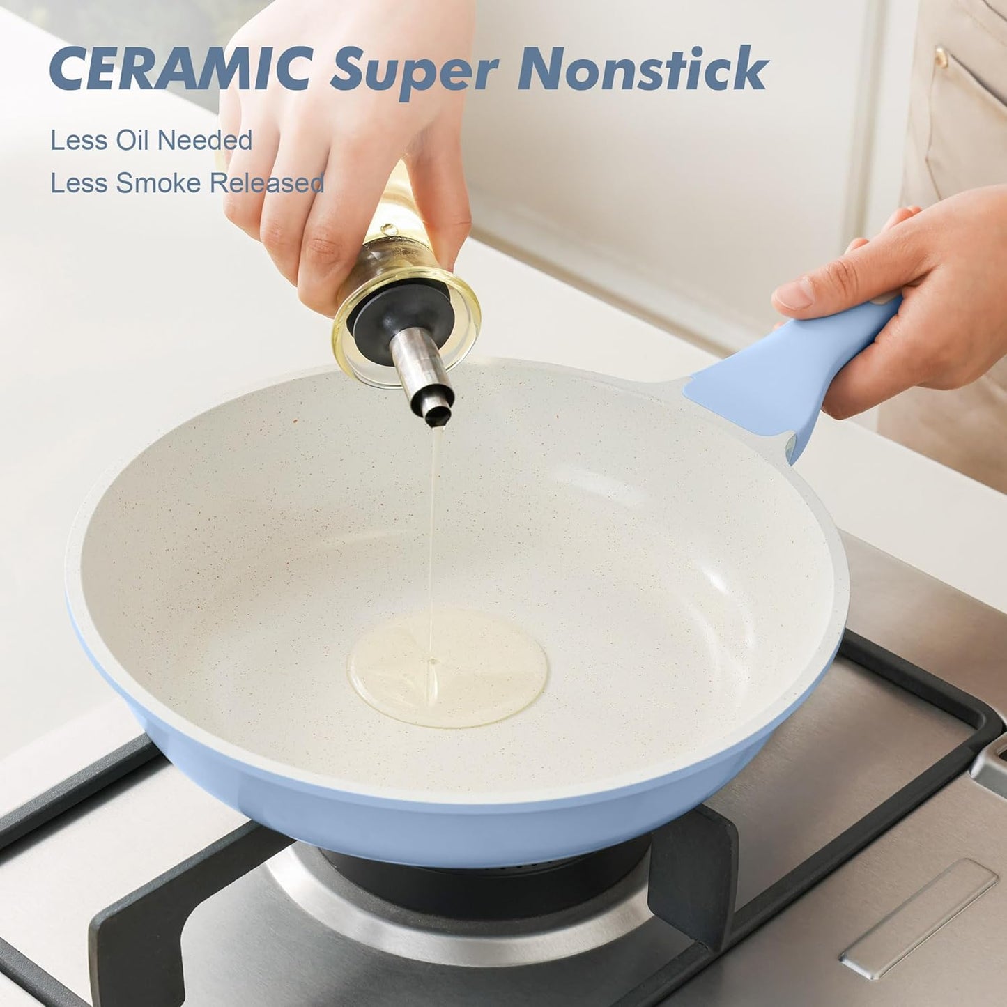 SENSARTE Nonstick Ceramic Frying Pan - 8-Inch Healthy Skillet | Induction Compatible, PFAS-Free, Blue