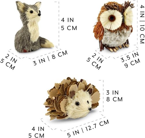 AuldHome Design Woodland Friends Figurines - Set of 3 Adorable Forest Animal Decor for Fall & Winter