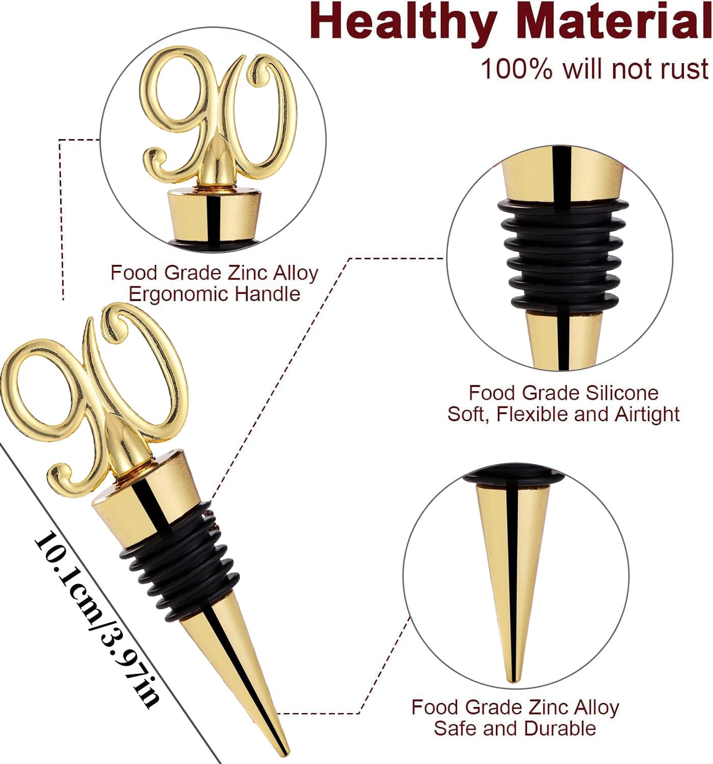 12PCS 90 Wine Stopper for 90th Birthday Party Favors or 90th Anniversary Party Gifts 90th Birthday Party Gifts Souvenirs Decorations for Guests (90th,12)