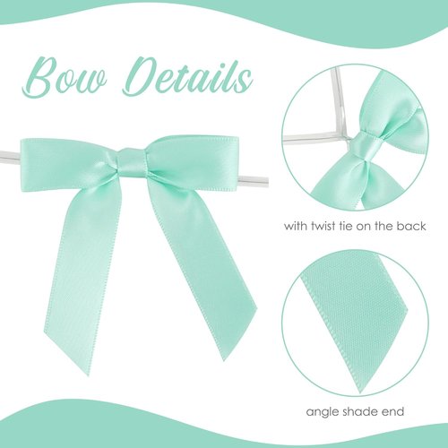 AIMUDI Satin Twist Tie Bows - 2.5" Pastel Gift Wrapping Bows | 60 Pack for Crafts & Celebrations