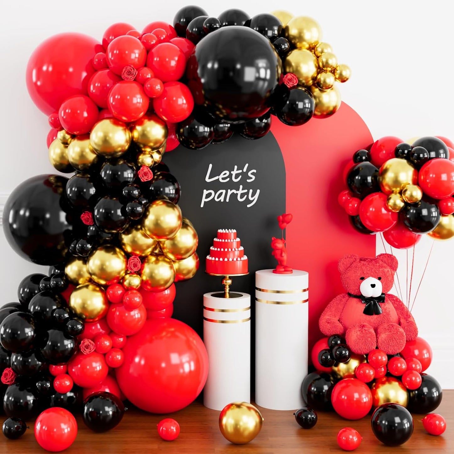 Skiennix 12-Inch Black and Gold Balloons - Metallic Latex for Birthday, Graduation & New Year's Eve Celebrations