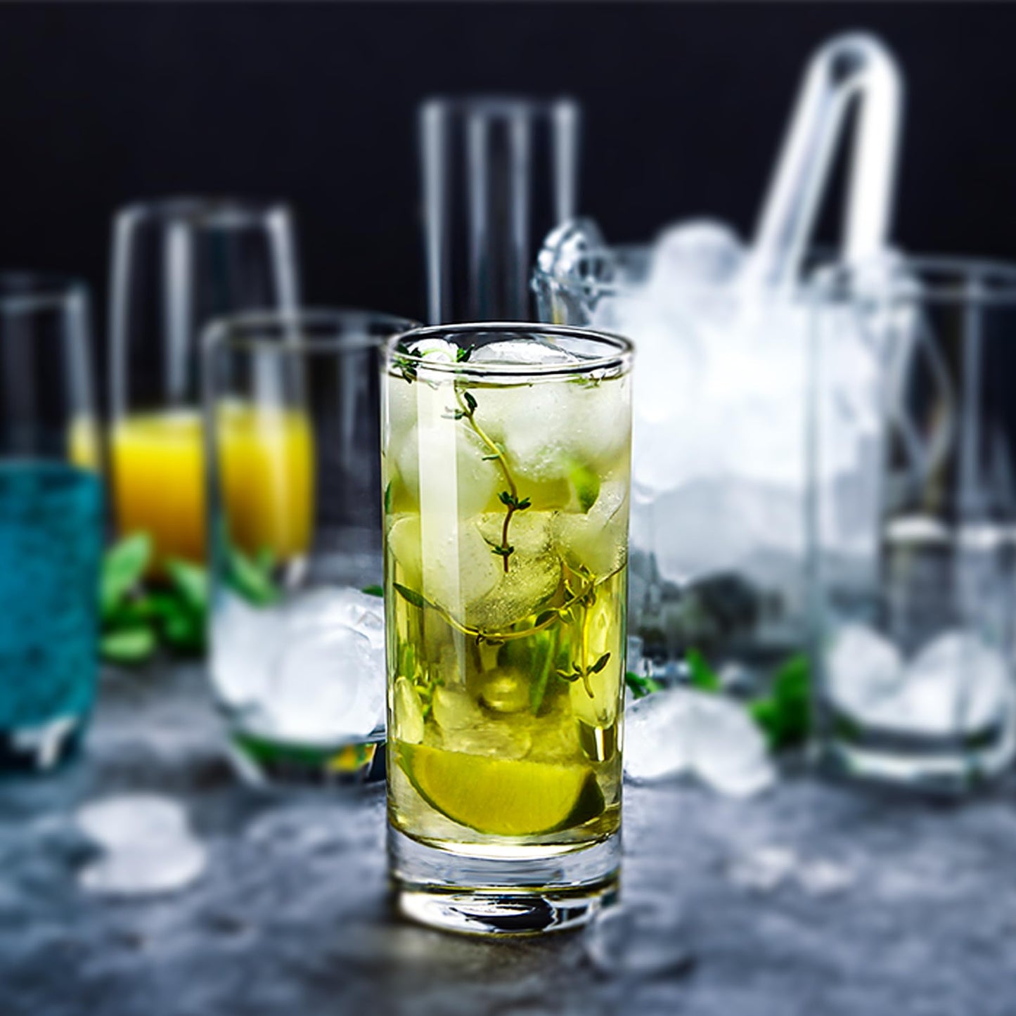 binsakao Premium Highball Glass Set - Elegant Tom Collins Glasses Set of 6-9 oz Tall Drinking Water Glasses - Bar Glassware for Mojito, Whiskey, Cocktail
