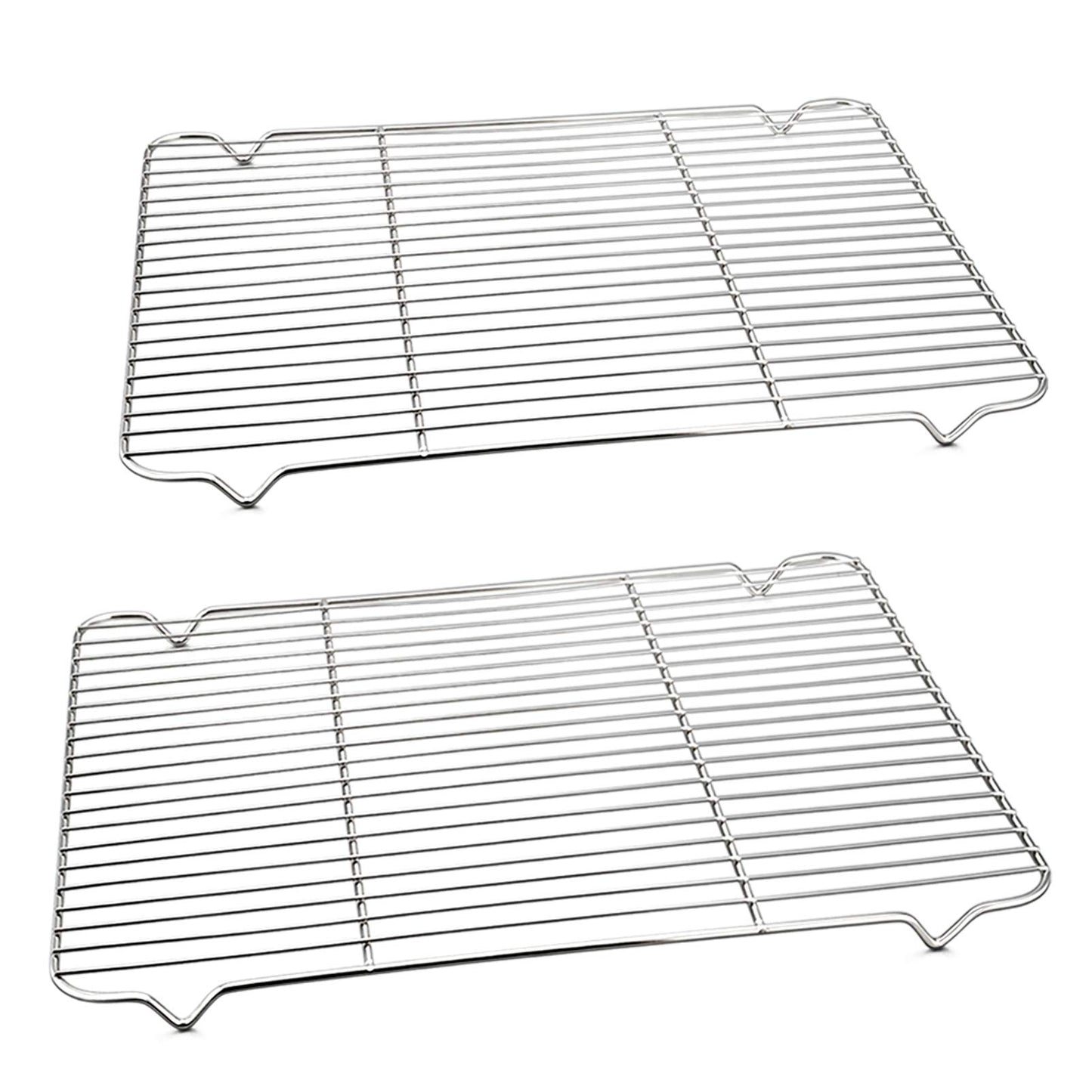 P&P CHEF Cooling Baking Rack Pack of 2, 16.6" x 11.5", Stainless Steel Cooling Racks for Cooking Baking Roasting Grilling Drying, Dense Wires & Smooth Edge, Easy to Clean, Silver