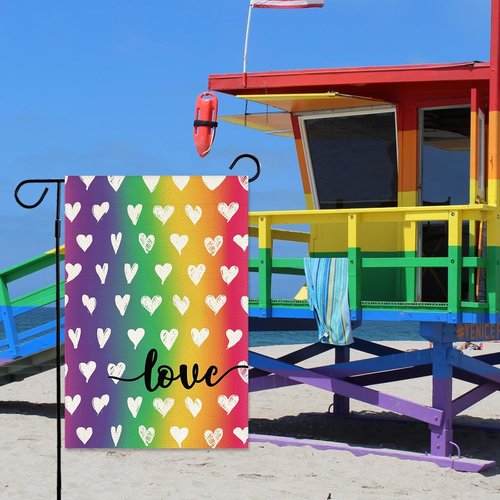 Baccessor LGBTQ Garden Flag - Double-Sided Rainbow Design for Outdoor Decoration | 12.5 x 18 Inch