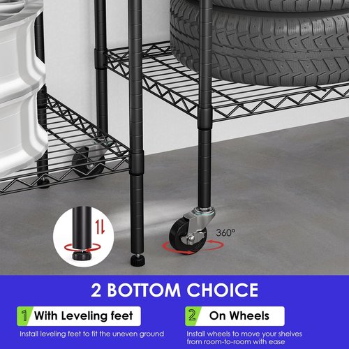 FDW 6-Tier Wire Storage Shelves - Adjustable Heavy-Duty Metal Racks | 45"x18"x82" | Black | Tool-Free Assembly, Rust-Resistant, Holds Up to 2100 lbs | Ideal for Home & Garage