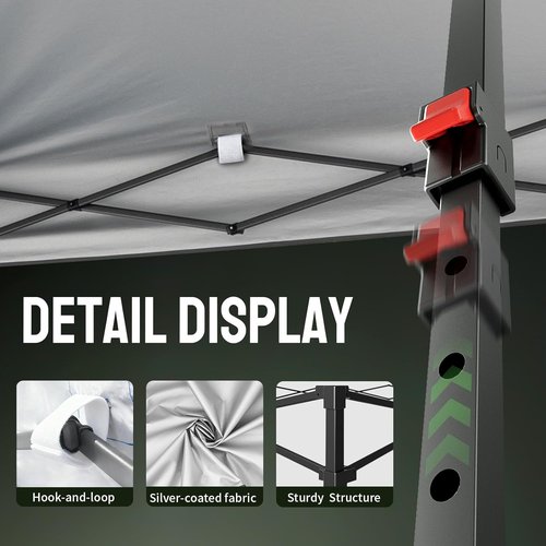 CROWN SHADES 10x10 Pop Up Canopy Tent - Instant Outdoor Shelter with Patented Lock & Accessories | Grid Grey