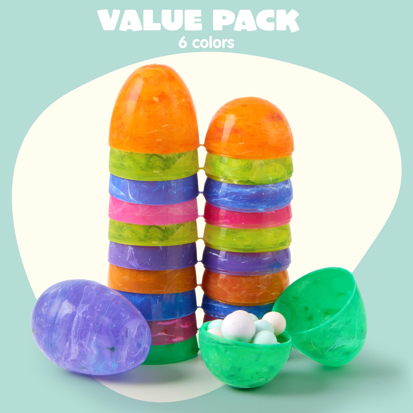 JOYIN 72 Pcs Plastic Iridescent Printed Bright Easter Eggs 3.15" Tall for Easter Hunt, Basket Stuffers Fillers, Classroom Prize Supplies, Filling Treats and Party Favor