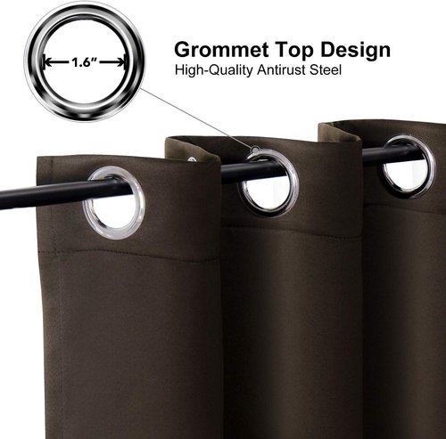 ChrisDowa Brownout Curtains - Thermal Insulated Room Darkening Panels, 70 x 84 Inch, Brown (Set of 2)
