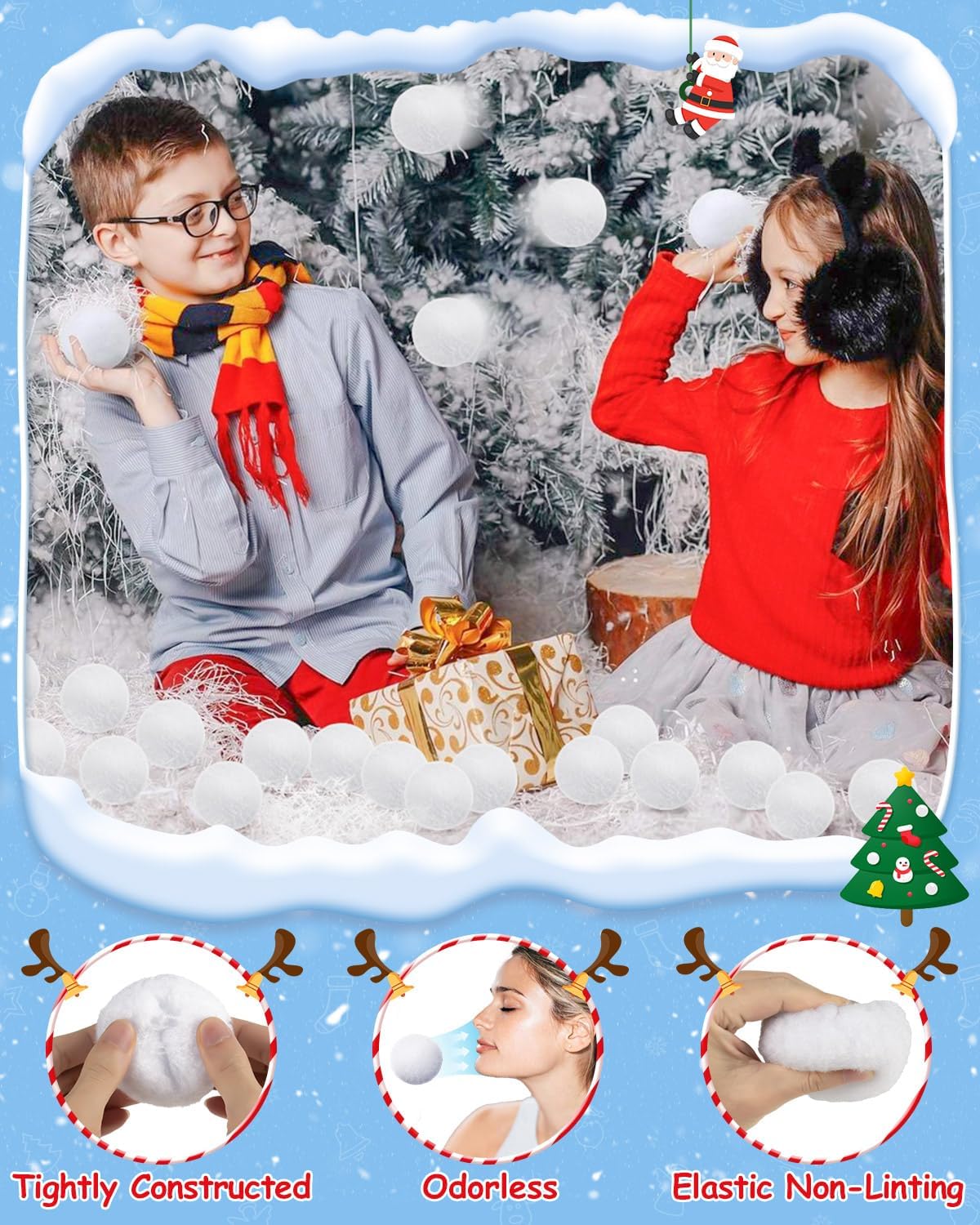 LQYoyz Snowball Fight Set - 100 Pack 2-Inch Large Fake Snowballs for Kids | Winter Party Decor & Games