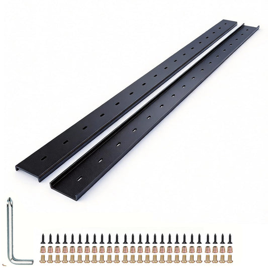 C Channel Steel Support Metal Support Bracing Hidden C Bracket for Table Top Live Edge Slab Woodworking, Black Coat Finish, 6 Holes (2 Pack, 46 Inch)