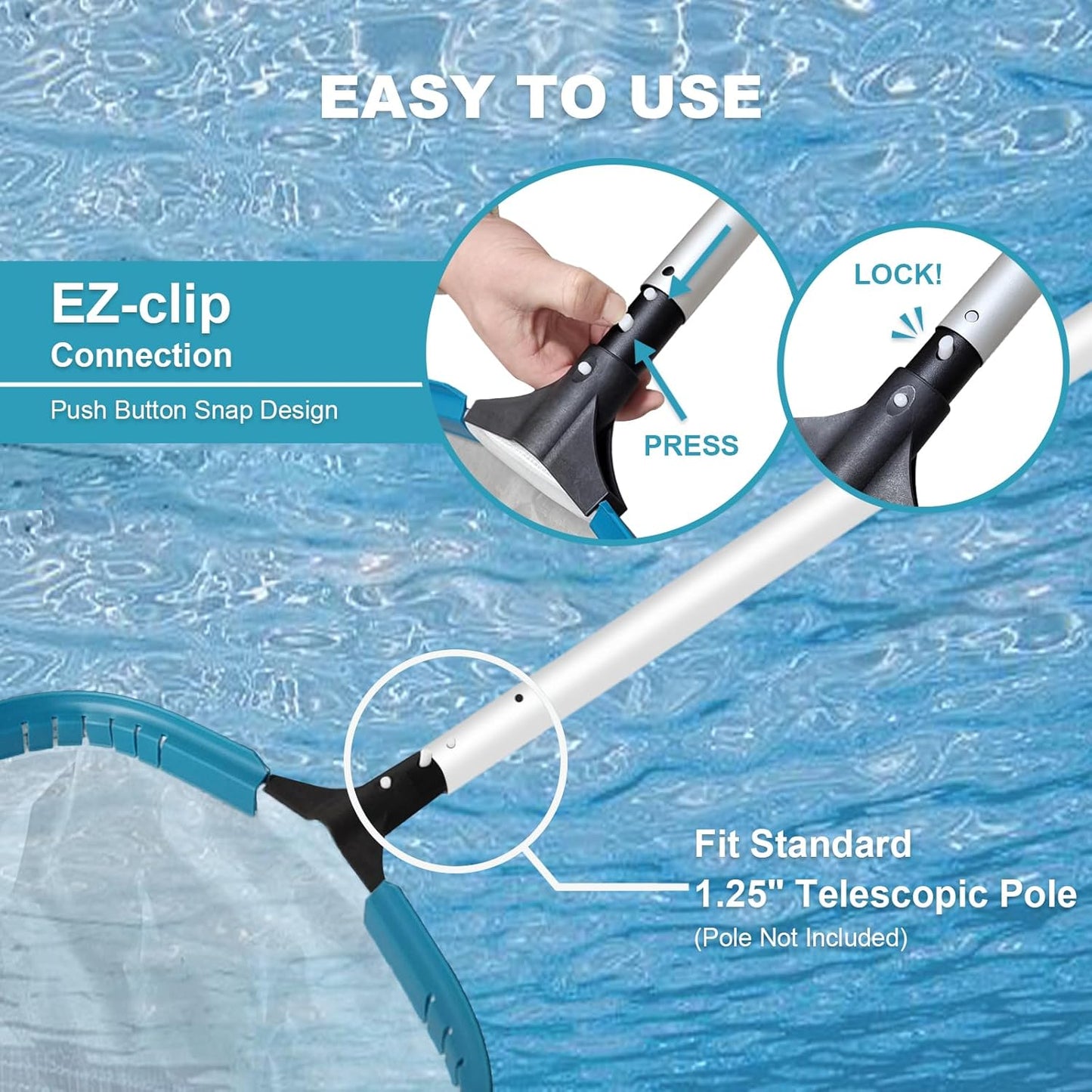 Skiennix 14" Pool Skimmer Net - Ultra Fine Mesh Rake with Strong Aluminum Frame for Easy Debris Removal
