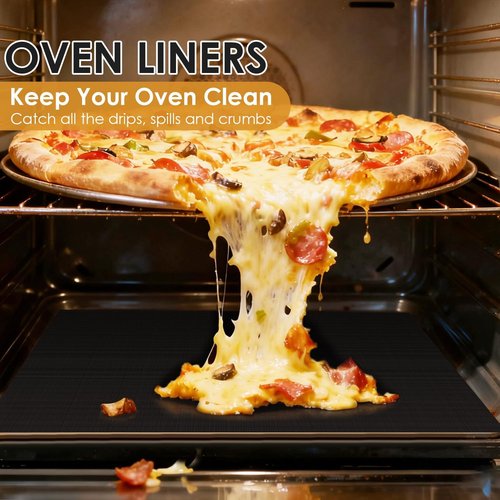 HOTEC Heavy Duty Oven Liners - 3 Pack Non-Stick Mats | 17"x25" Heat Resistant Up to 500°F, BPA & PFOA Free