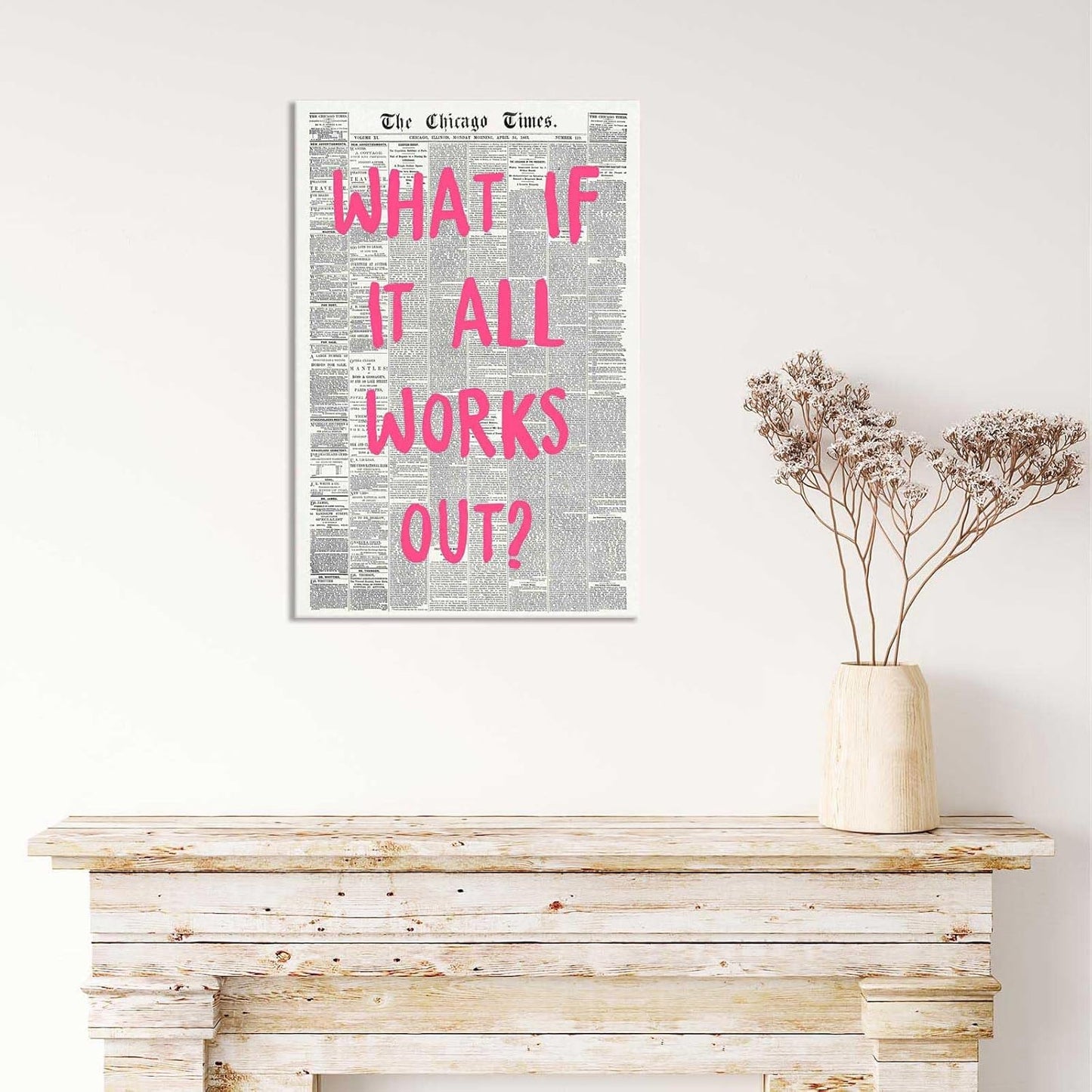 Skiennix Retro Newspaper Poster - Positive Affirming Quote Canvas Wall Art | 24x36in Framed Decor