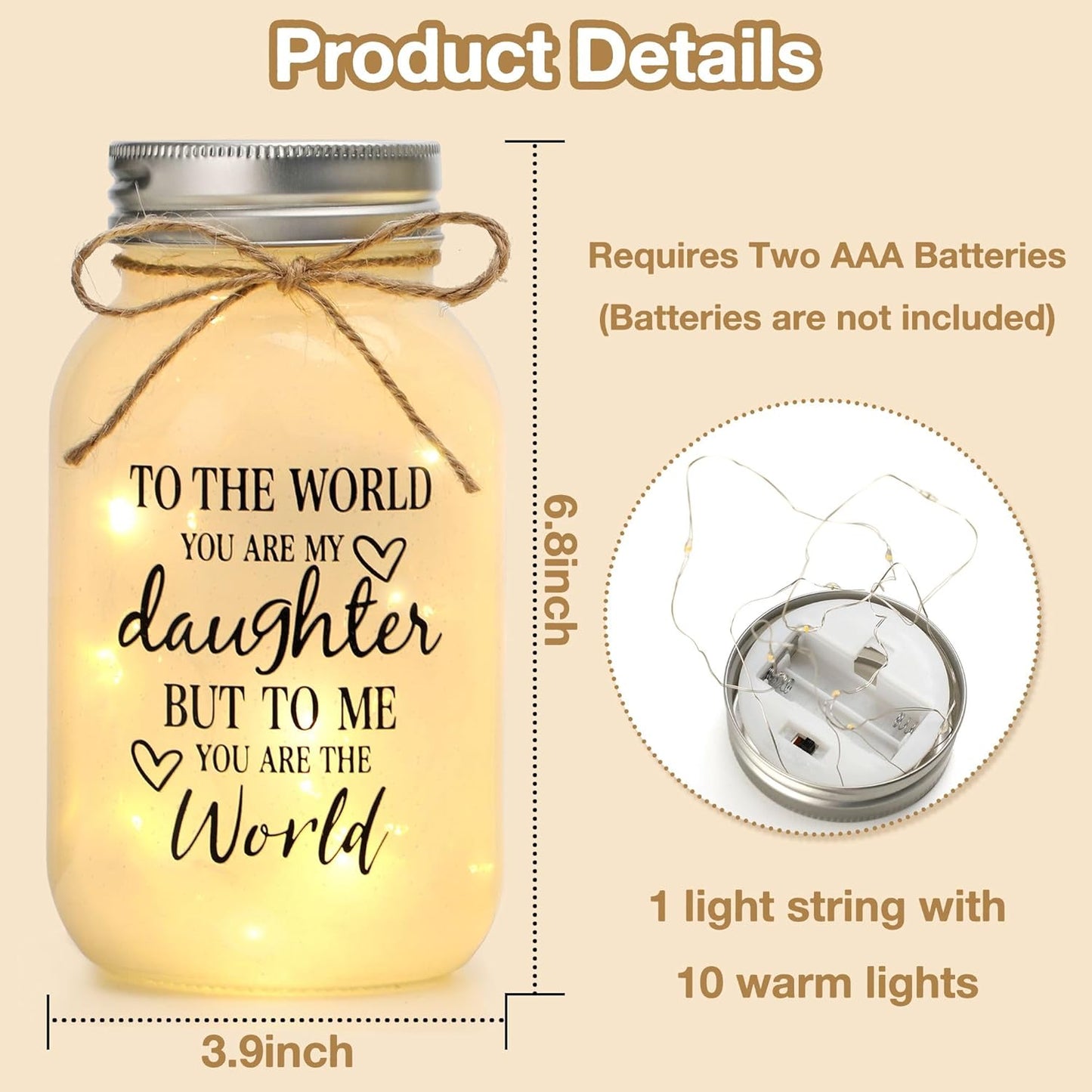 Maracco 30 oz Large Mason Jar Night Light | Perfect Mother's Day & Birthday Gift for Daughters