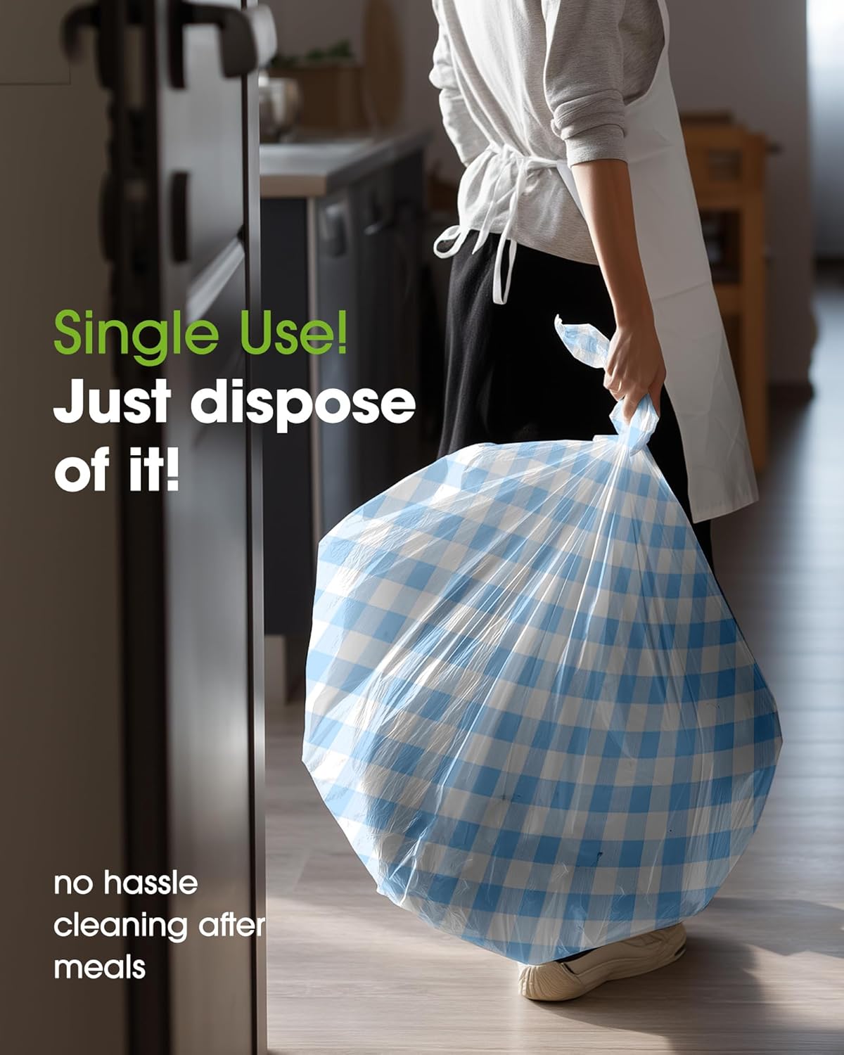 Pureegg Disposable Table Cloths - 10 Pack, 54 x 108 Inch, Leakproof Blue & White Gingham Design