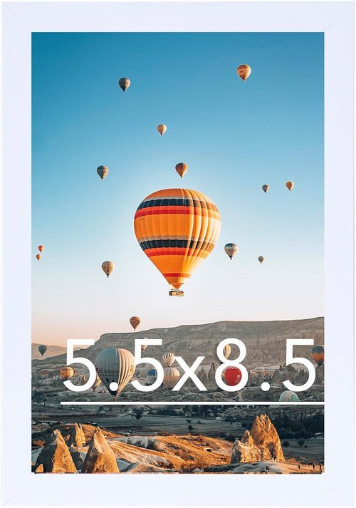 JCJMY Picture Frame 5.5x8.5 - White Wall Hanging & Tabletop Display | Shatter Resistant Plexiglass