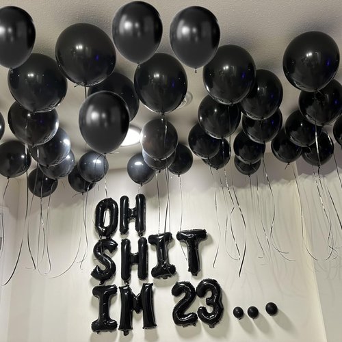 65 Pieces Black Balloons, 12 Inches Matte Black Latex Party Balloon for Birthday, Graduation, New Year, Halloween Decorations