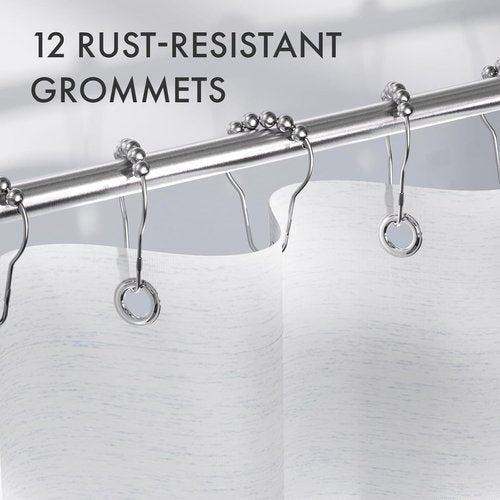 AmazerBath Ombre Shower Curtain - Washable Dark Sea Blue Cloth Set with Hooks | 72x72 Inches