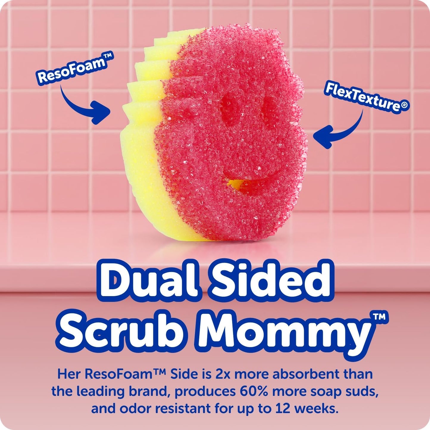 Scrub Daddy Scrub Mommy Sponges - Non-Scratch Dual-Sided Dish Scrubbers for Kitchen & Bathroom | 3 Count