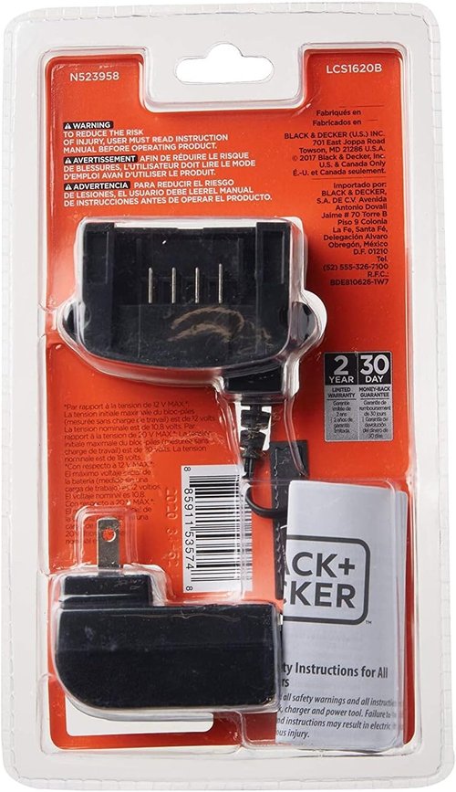 BLACK+DECKER 20V MAX Lithium Battery Charger - Compatible with 12V & 20V Batteries, Battery Sold Separately