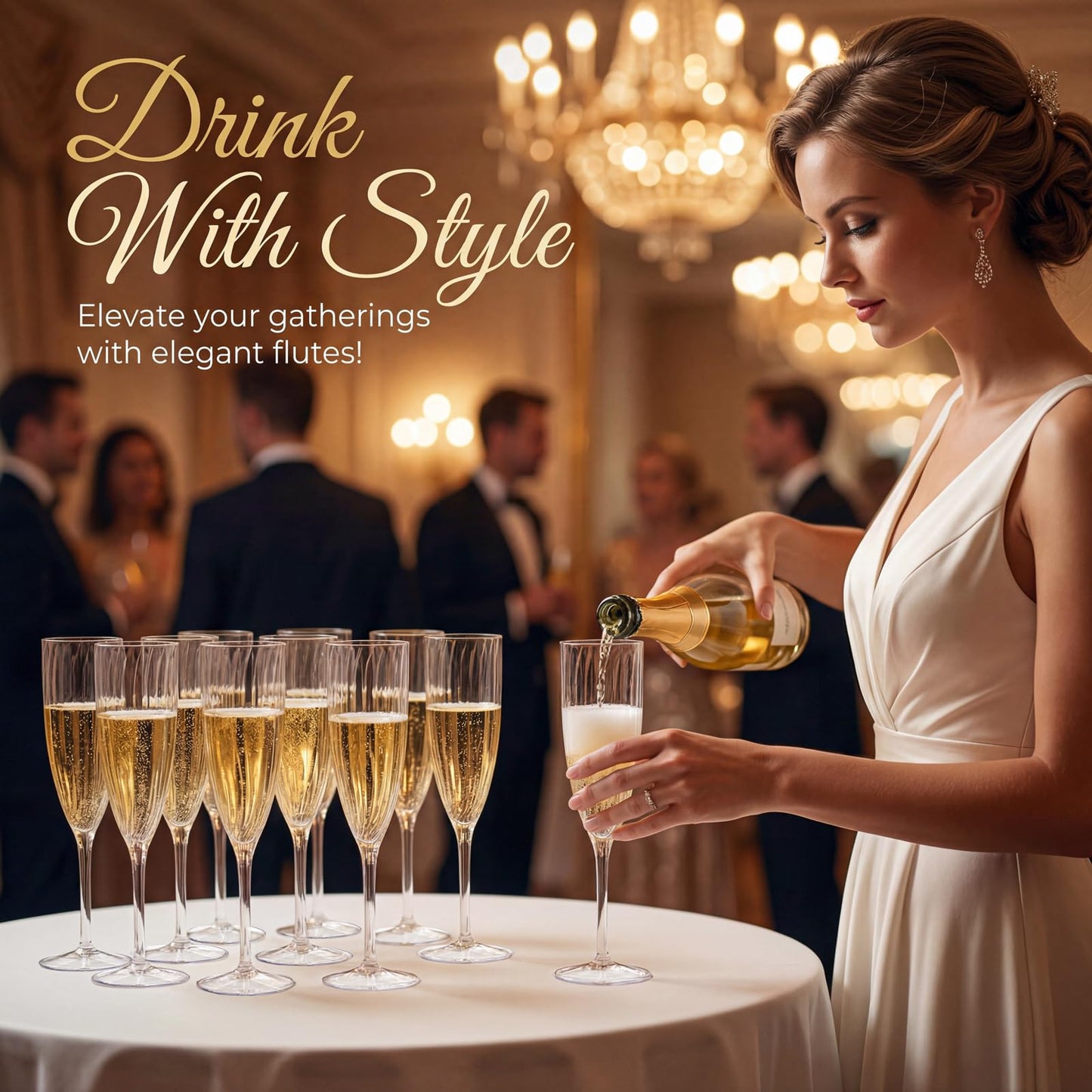 WDF 36PCS Clear Champagne Flutes Plastic - 6 OZ Clear Disposable Champagne Flutes Party Supplies for Wedding/Birthday/Parties/Graduation