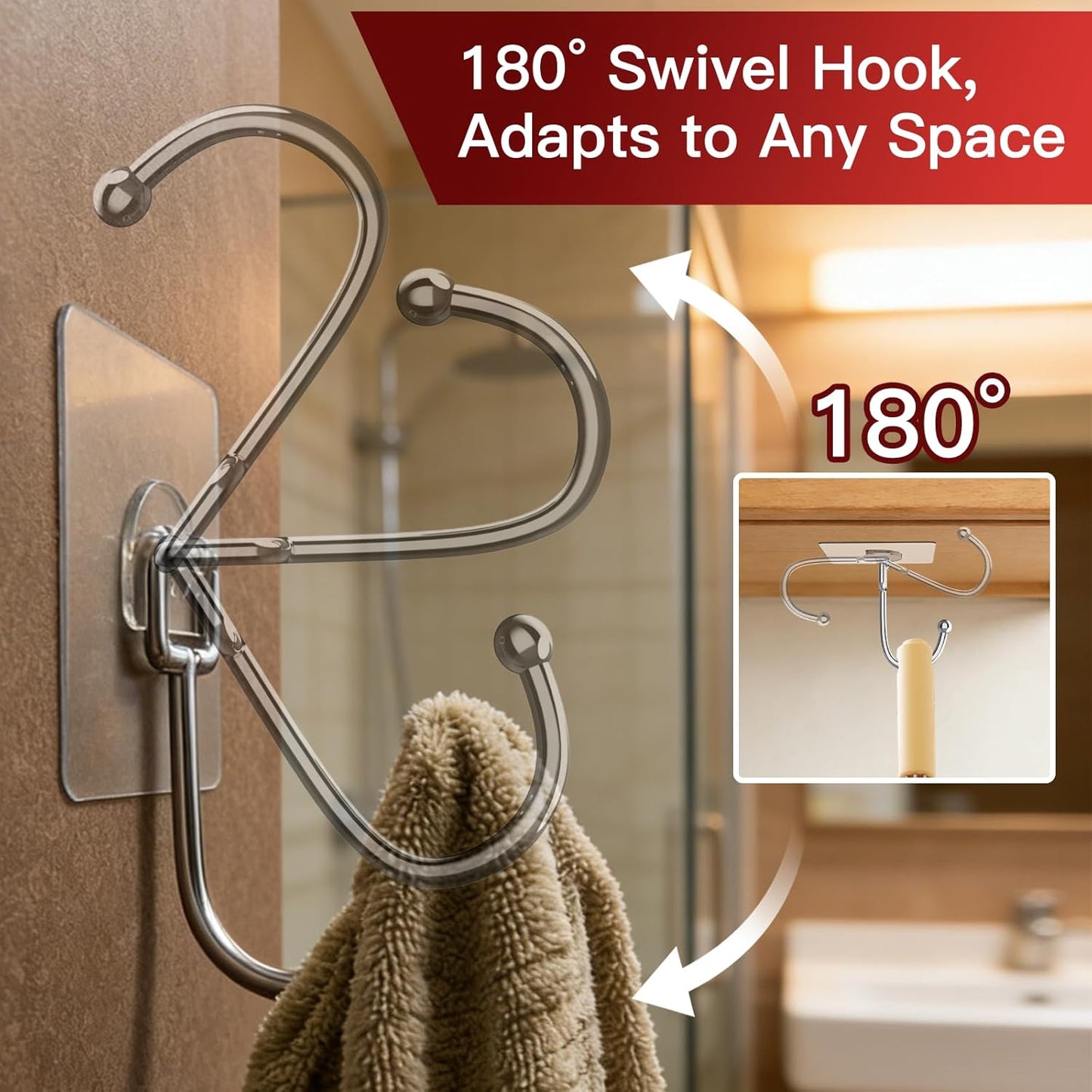 Latoxcaa Heavy-Duty Adhesive Hooks - 8-Pack Waterproof Transparent Utility Hooks for Home Improvement
