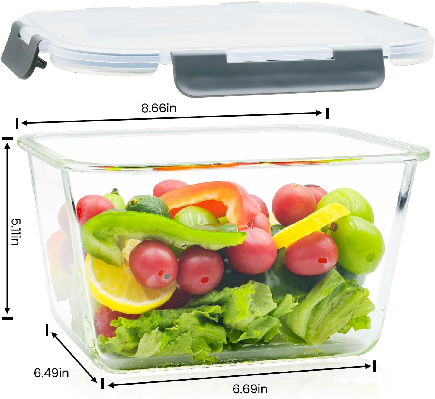 Skiennix Large Glass Storage Containers - 85oz Airtight Food Storage with Lids | BPA Free, Oven Safe