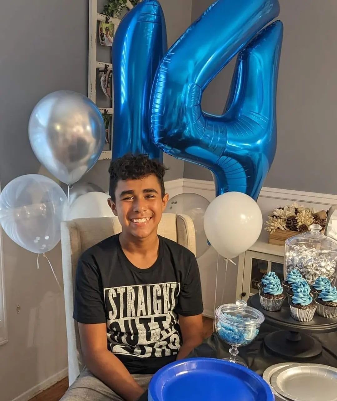 Number 14 Balloon - 40 Inch Navy Blue Birthday Decoration for 14th Year Celebration