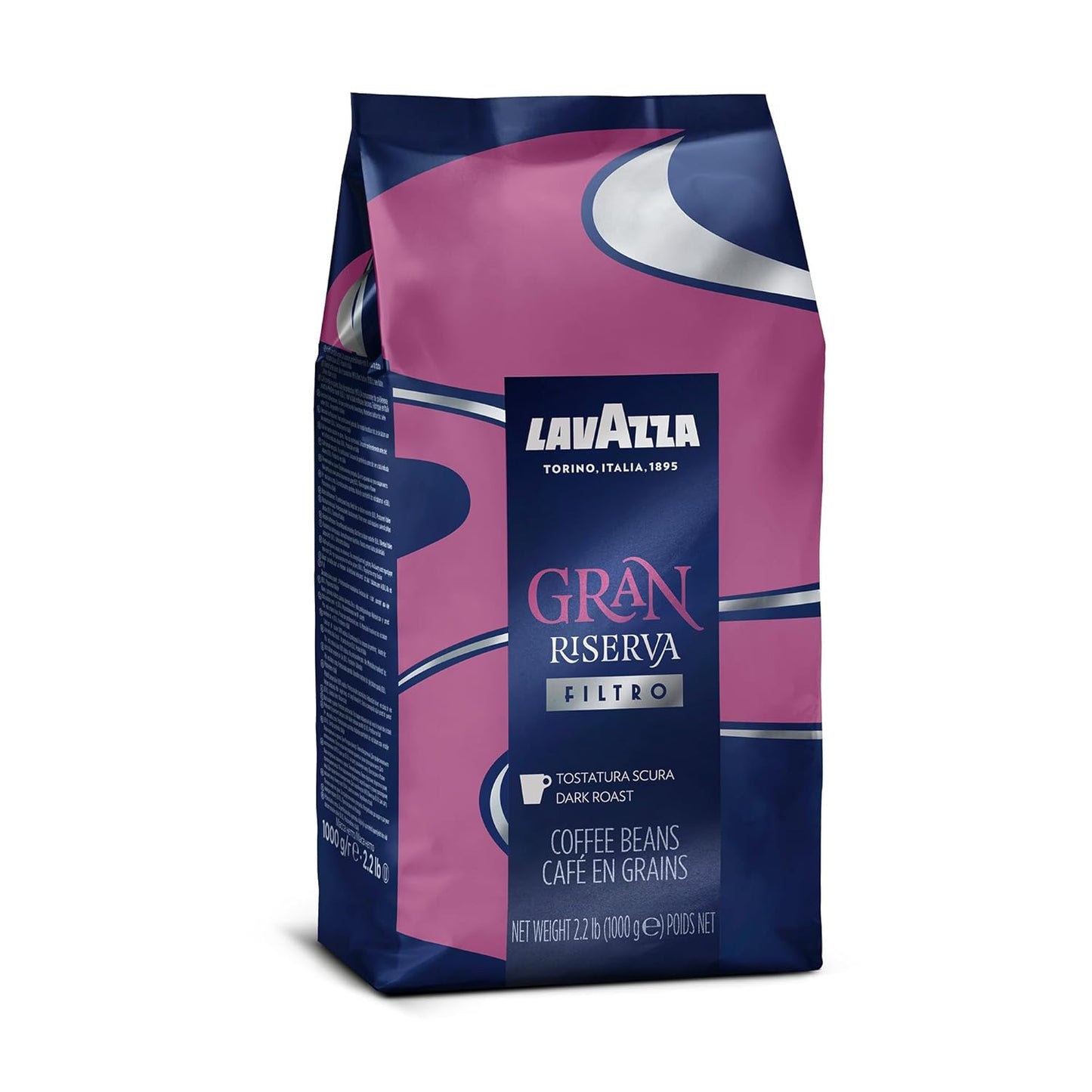 Lavazza Gran Riserva Whole Bean Coffee - Dark Roast 2.2LB Bag | 100% Natural Arabica, Cocoa & Caramel Notes