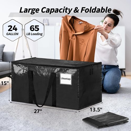 Heavy Duty Moving Bags by [Brand Name] - 8 Pack Extra Large Storage Bins with Lids & Reinforced Handles | Ideal for Clothes, Dorms & College Supplies