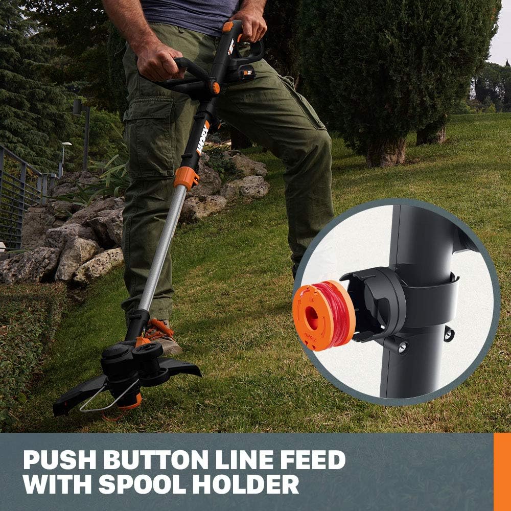 WORX Cordless String Trimmer - 12'' Electric Weed Wacker with 90° Pivoting Head & Battery Included