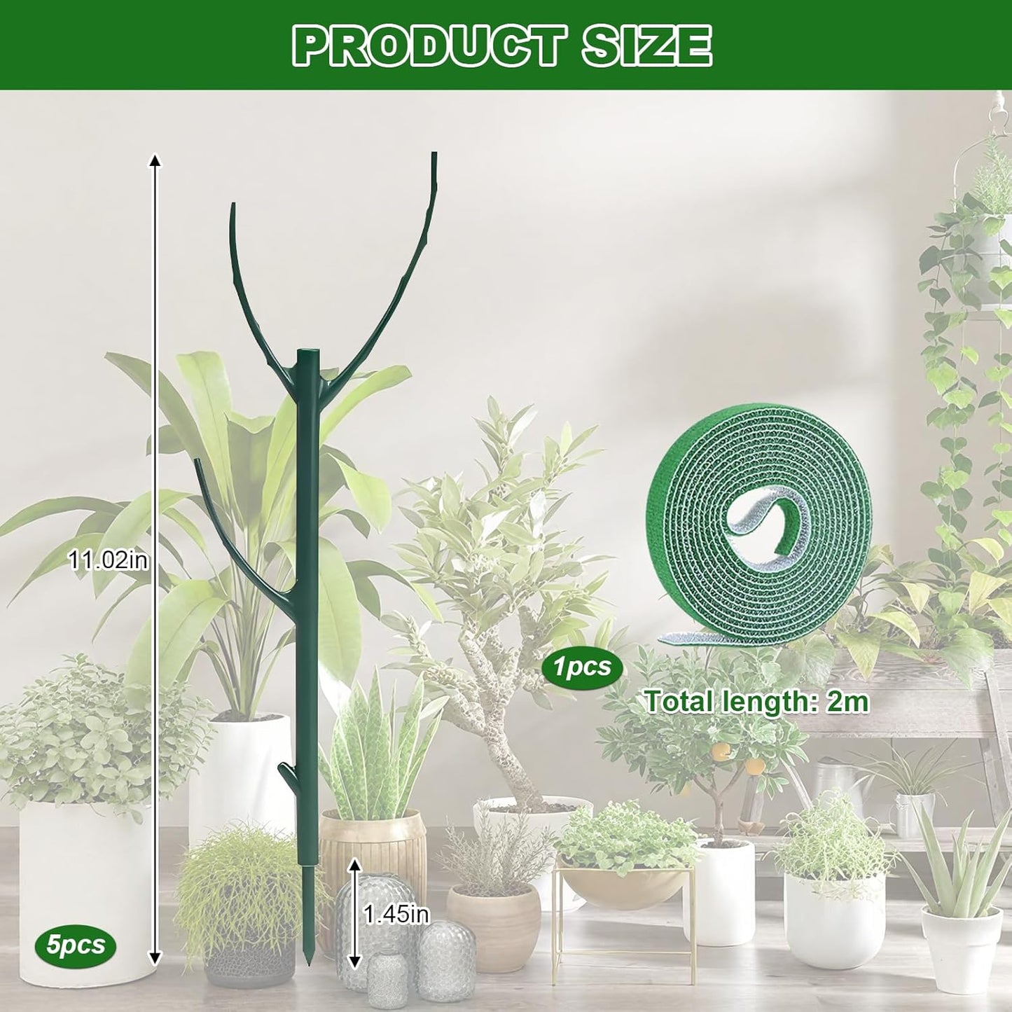 Skiennix Adjustable Plant Support Stakes - 5 Pack for Monstera & Climbing Plants | Indoor/Outdoor Gardening