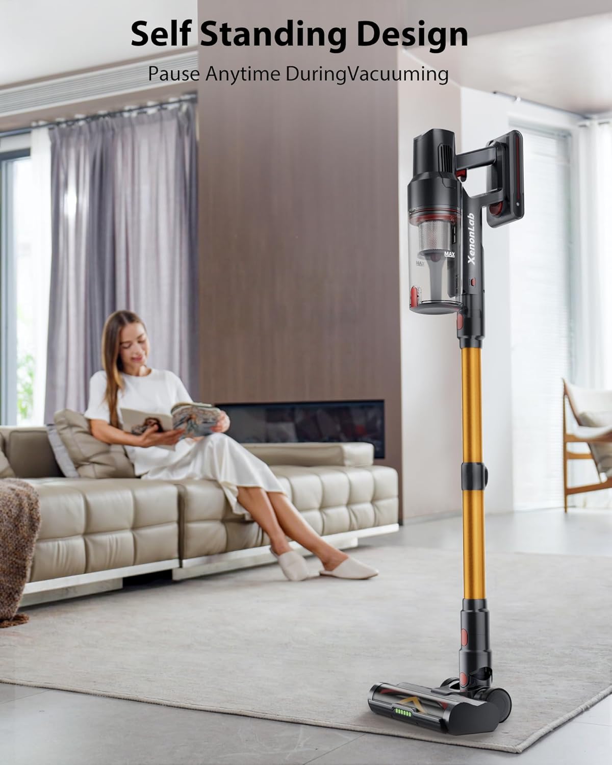 Skiennix Cordless Vacuum Cleaner - 75 Mins Runtime, 55KPa Suction Power, Lightweight & Rechargeable | Ideal for Hard Floors & Carpets