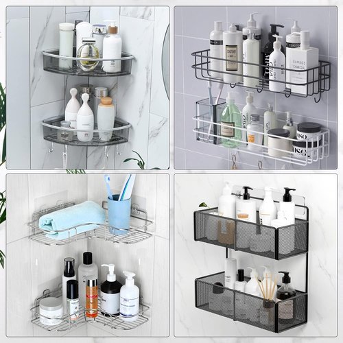 EAGMAK Transparent Shower Caddy - No Drilling Adhesive Soap Holder | 2-Pack Bathroom & Kitchen Storage