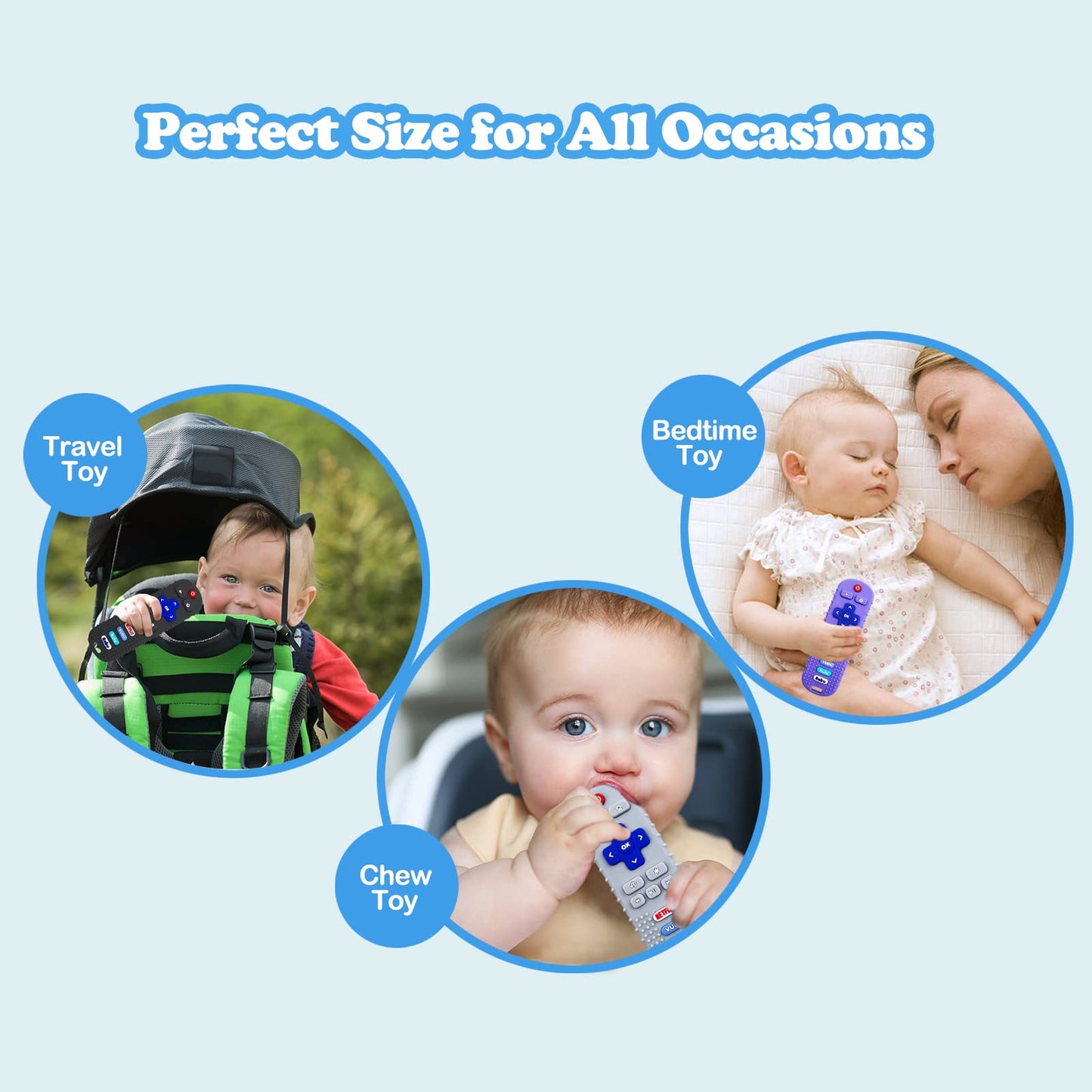 ROBBEAR Baby Teething Toys, Food Grade Silicone Teethers for Babies 3 6 12 18 Months, Fire TV Remote Shape Infant Chew Toys for Boys and Girls, Freezer BPA Free (Black+Black)
