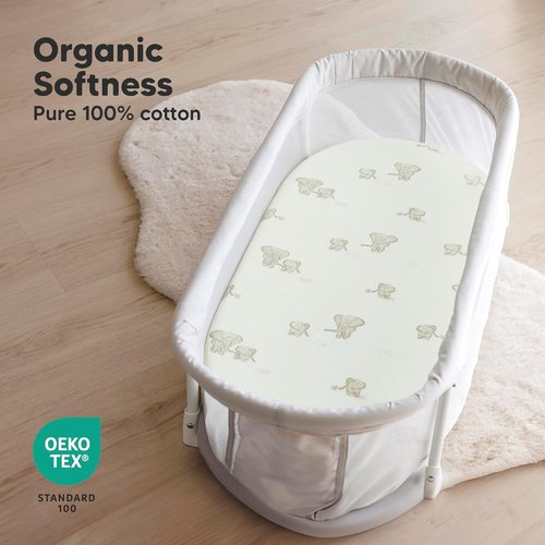 Elly 2-Pack Organic Bassinet Sheets | 100% Cotton Fitted Sheets for Halo, Graco & Chicco