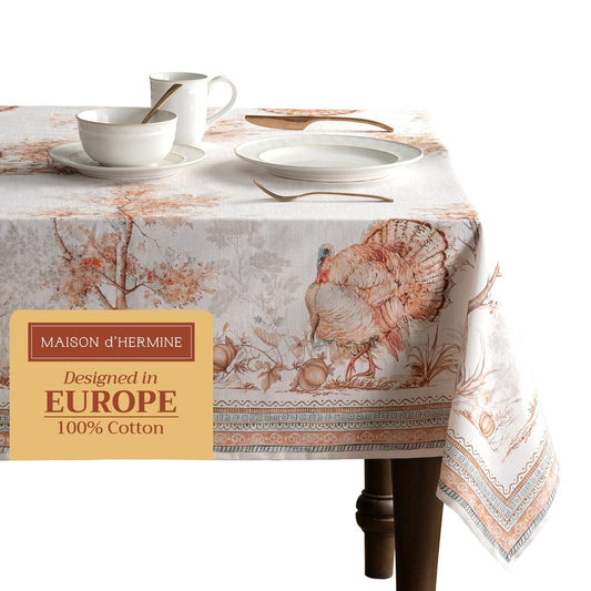 Maison d' Hermine Table Cloth Rectangle Table 100% Cotton 54 x 72 Inches Fall Tablecloth Reusable Everyday Use for Thanksgiving Christmas Decorations Dining Farmhouse Party (Giving Thanks)