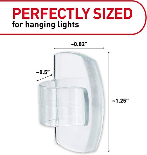 Command Outdoor Light Clips - Water-Resistant Adhesive | 16 Clips & 20 Strips - Clear (17017CLR-AWES)