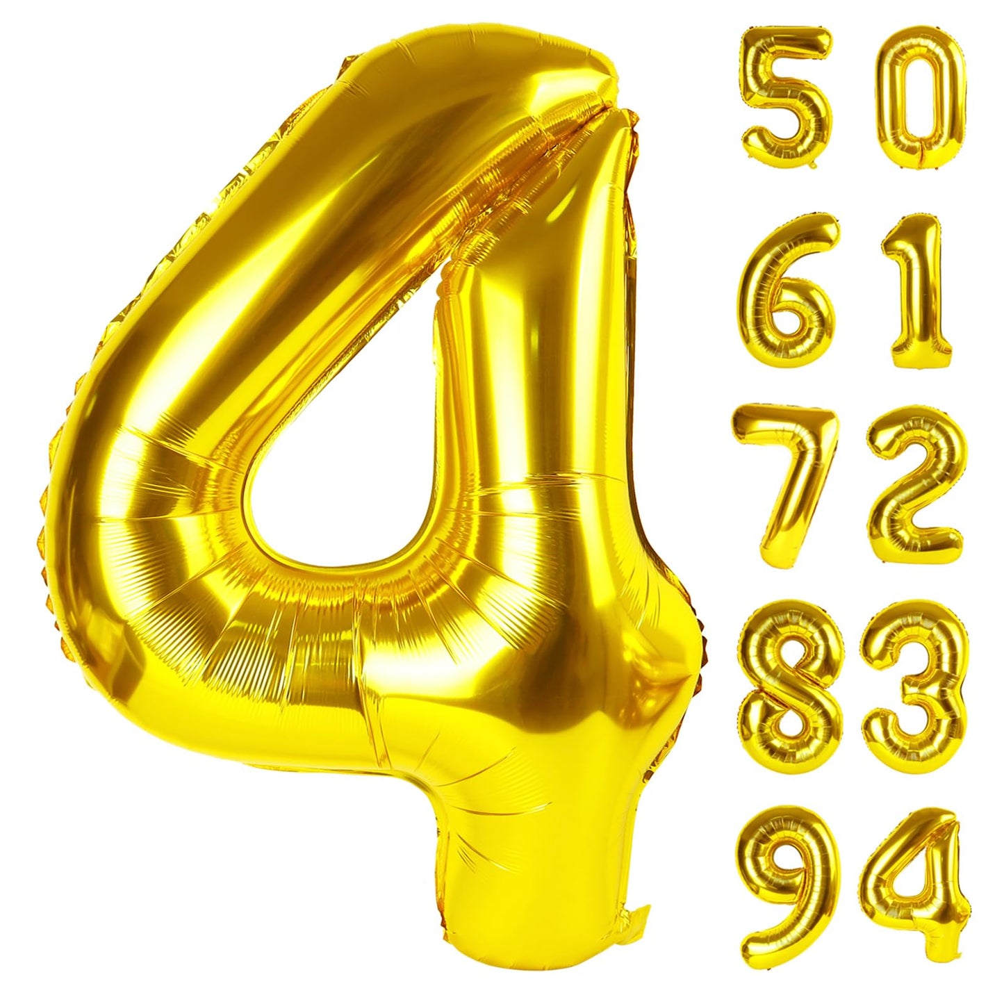 Gold 4 Balloon, Number Balloon 40 Inch, 4th Gold and Black Party Decorations, Four Large Numbers for Party Decor, Number 4 Balloon