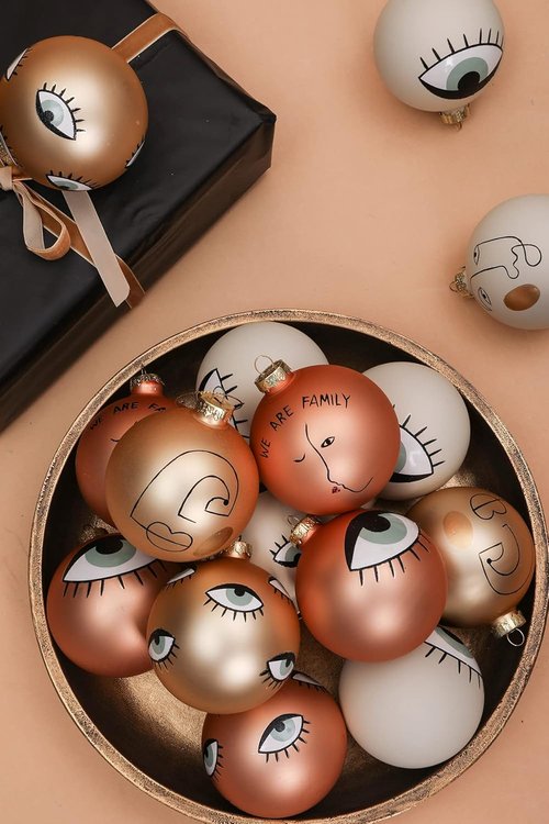 DN DECONATION White and Gold Christmas Ornaments - 3.15" Glass Ball Set for Festive Tree Decor