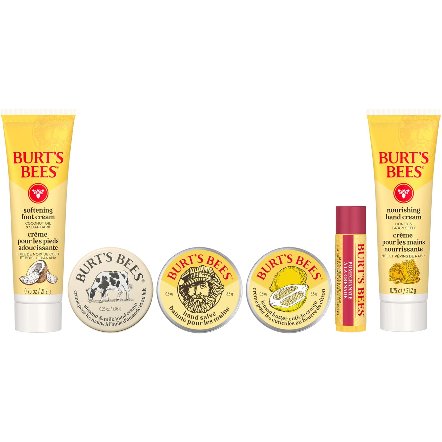 Burt's Bees Mothers Day Gifts Ideas, Tips and Toes Kit, 6 Travel Size Products - Pomegranate Moisturizing Lip Balm, 2 Hand Creams, Foot Cream, Cuticle Cream, and Hand Salve